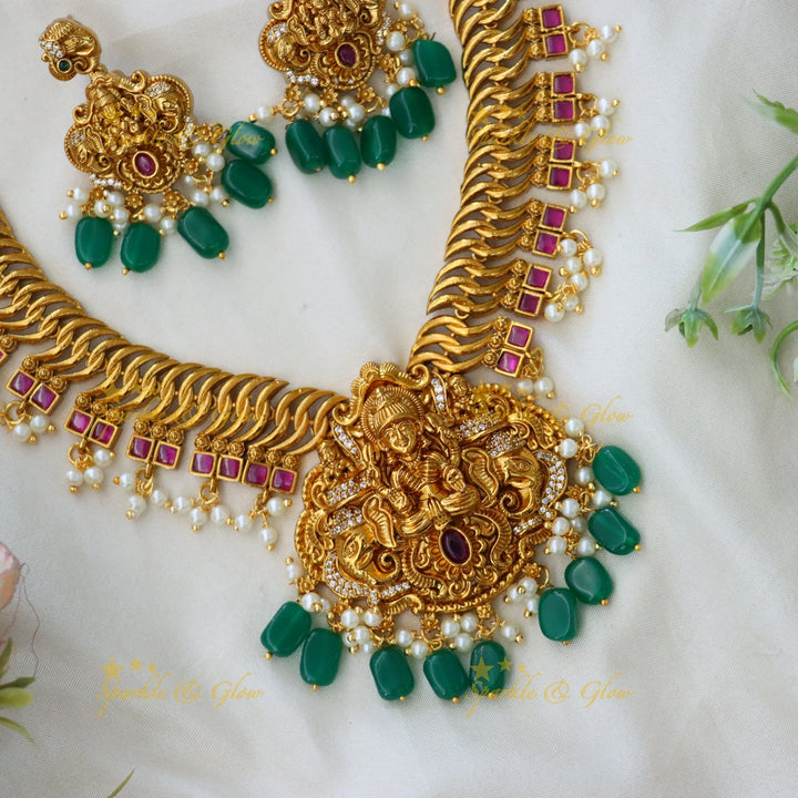 Exquisite Jadau Temple Necklace Set for Celebrations