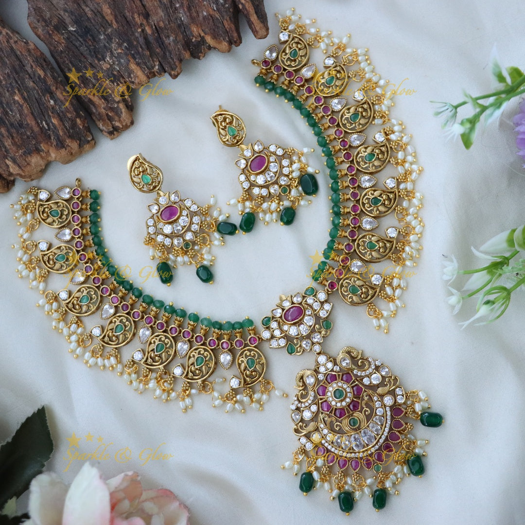 Exquisite Jadau Necklace Set for Bridal Glam
