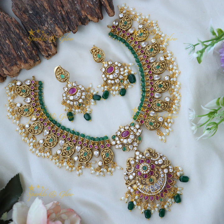 Exquisite Jadau Necklace Set for Bridal Glam