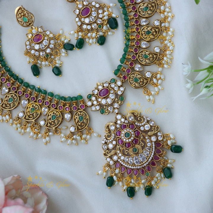 Exquisite Jadau Necklace Set for Bridal Glam