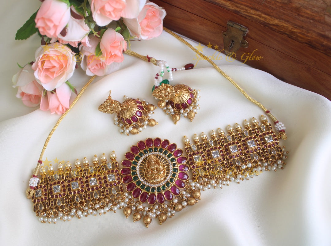 Gold alike Lakshmi gutta pusalu choker