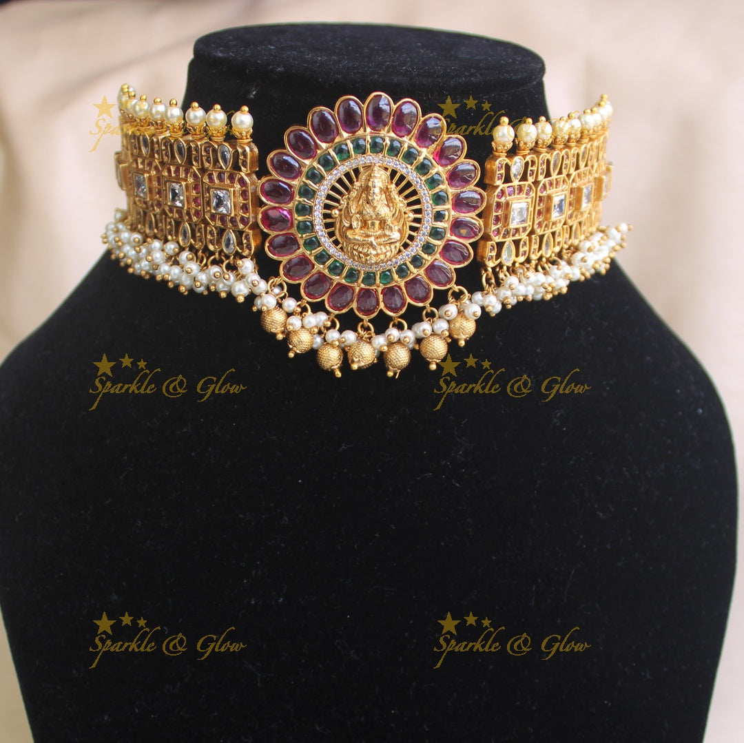 Gold alike Lakshmi gutta pusalu choker