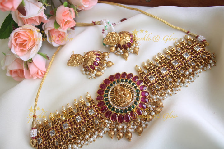 Gold alike Lakshmi gutta pusalu choker