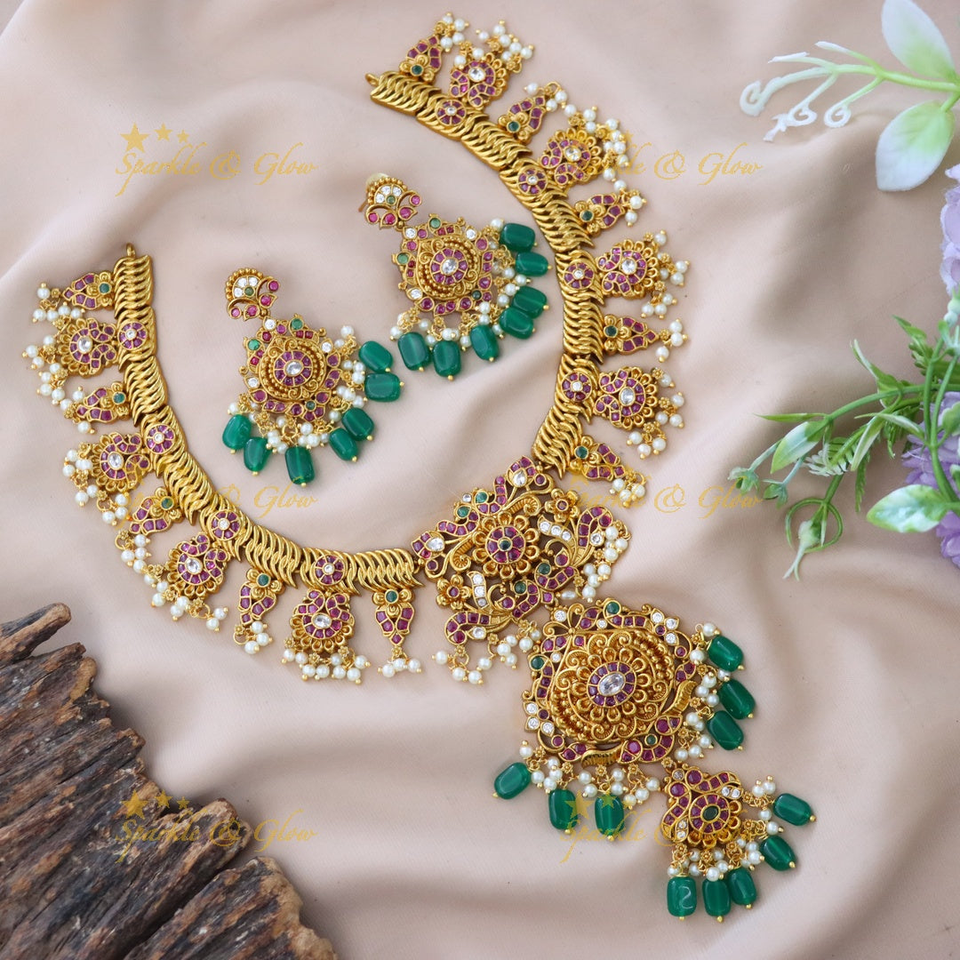 Exquisite Gold Jadau Necklace for Weddings & Festivals