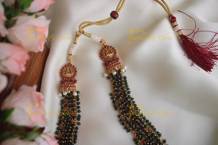 Premium Matte cluster beads Lakshmi long necklace - Green - Sparkle and Glow