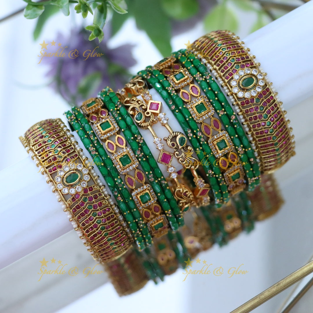Stunning Kemp Floral carved Bridal Bangles Set