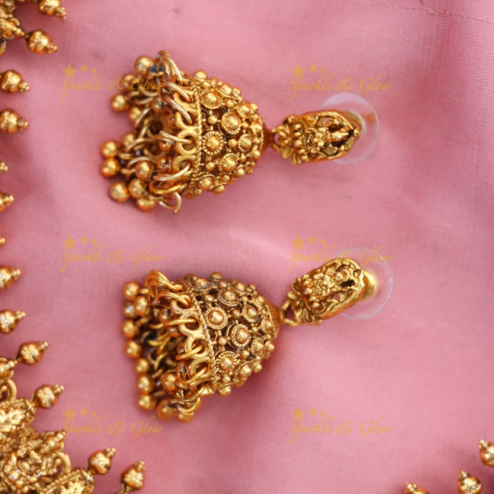 Exquisite Gold Temple Necklace & Earrings Set Online