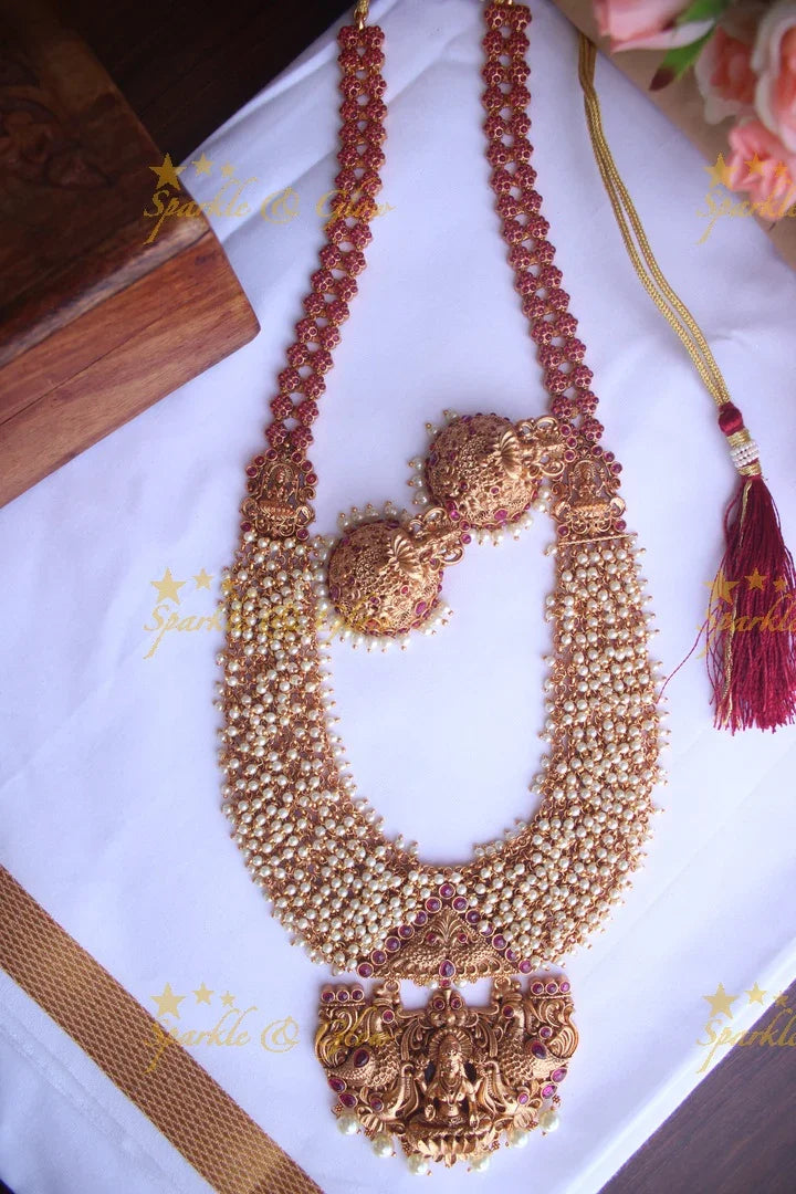 Premium Matte cluster beads long necklace - Pearl - Sparkle and Glow