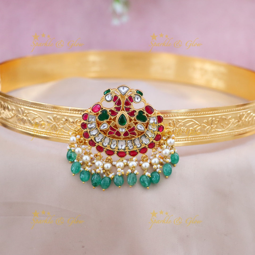 Exquisite Kundan Gold Hip Belt for Radiant Occasions