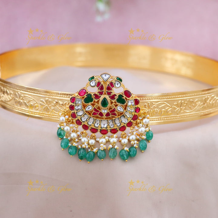 Exquisite Kundan Gold Hip Belt for Radiant Occasions