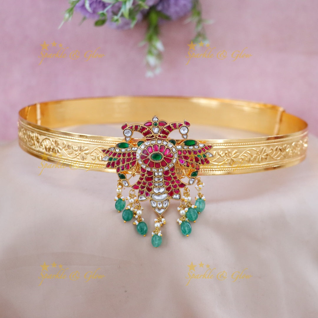 Exquisite Kundan Gold Festive Hip Belt