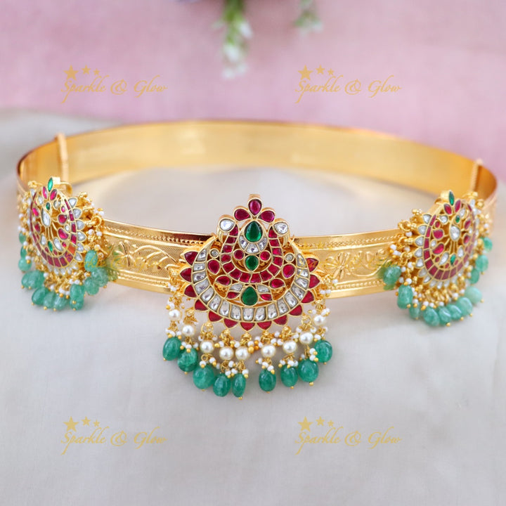 Elegant Kundan Gold Hip Belt for Festive Occasions