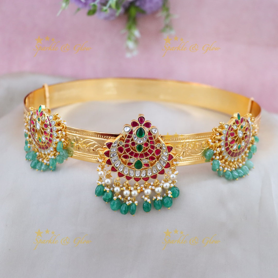Elegant Kundan Gold Hip Belt for Festive Occasions