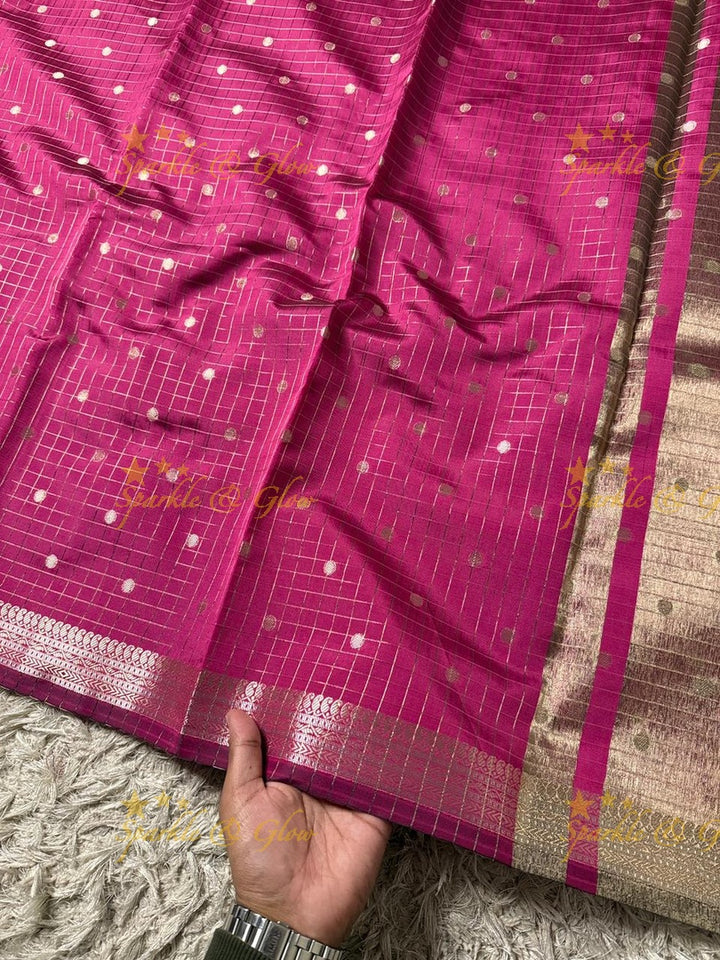 Elegant Banarasi Semi Katan Saree with Booti Design