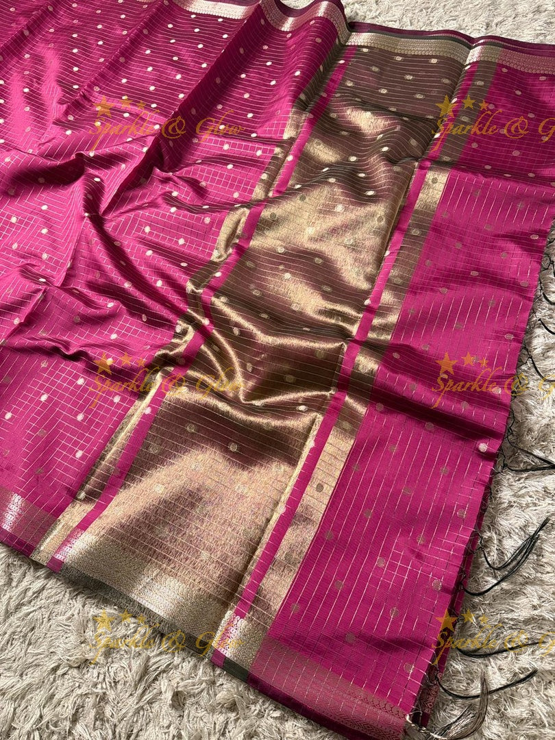 Elegant Banarasi Semi Katan Saree with Booti Design
