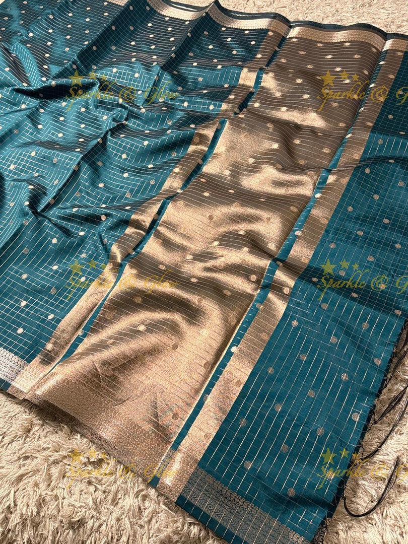 Elegant Banarasi Semi Katan Saree with Booti Design