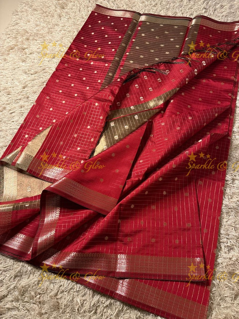 Elegant Banarasi Semi Katan Saree with Booti Design