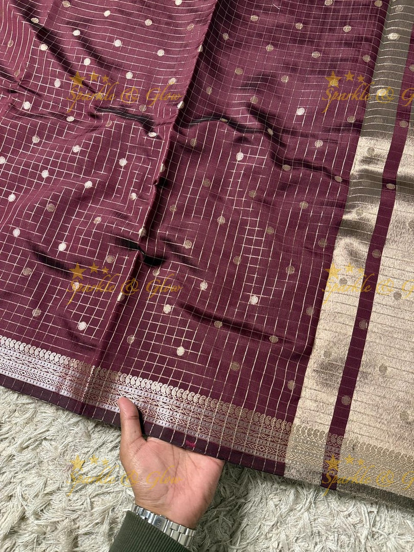 Elegant Banarasi Semi Katan Saree with Booti Design