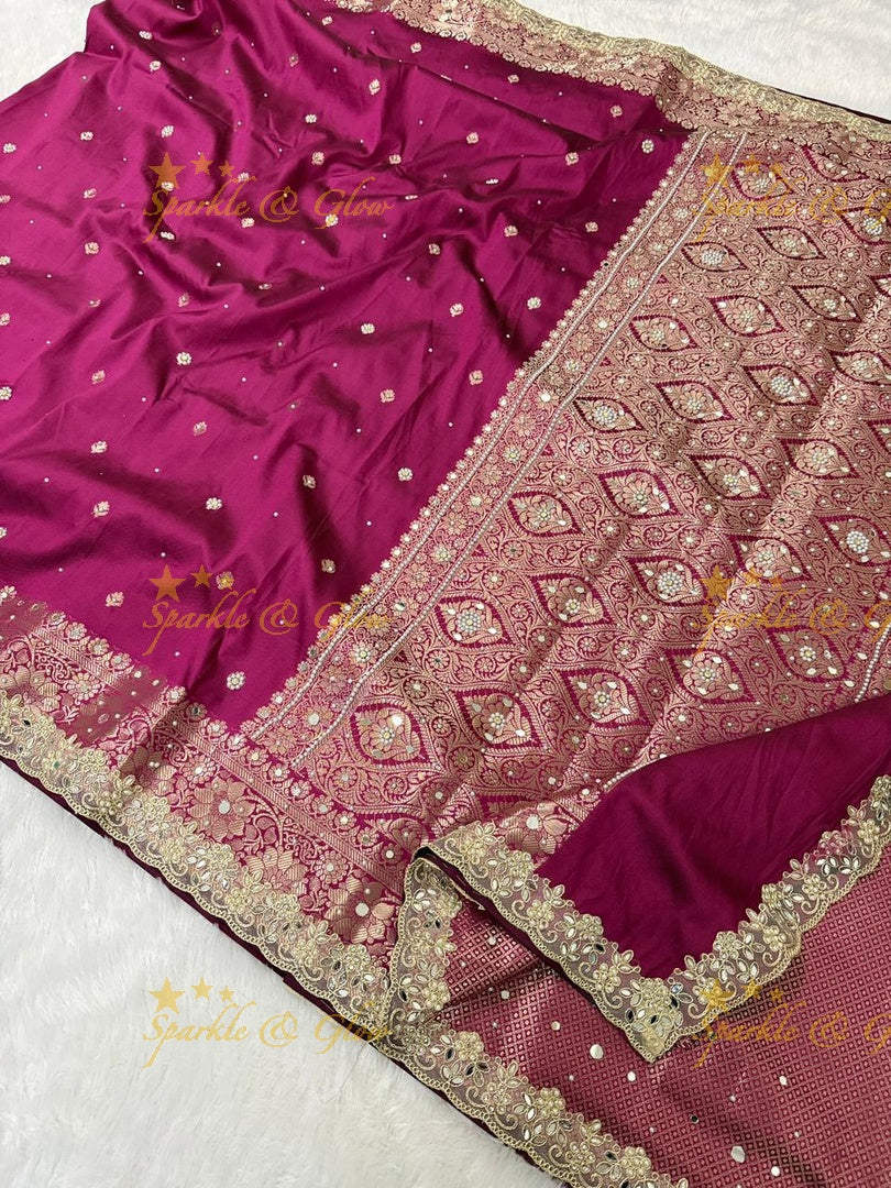 Luxurious Banarasi Semi Katan Silk Designer Saree