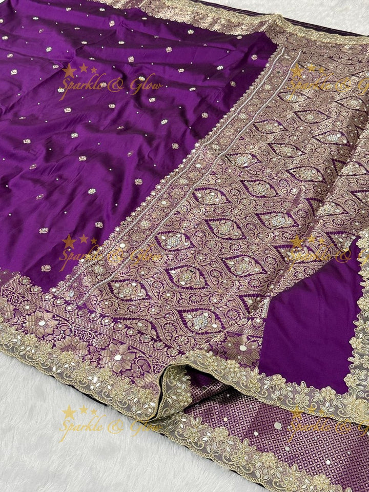 Luxurious Banarasi Semi Katan Silk Designer Saree