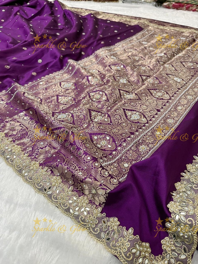 Luxurious Banarasi Semi Katan Silk Designer Saree