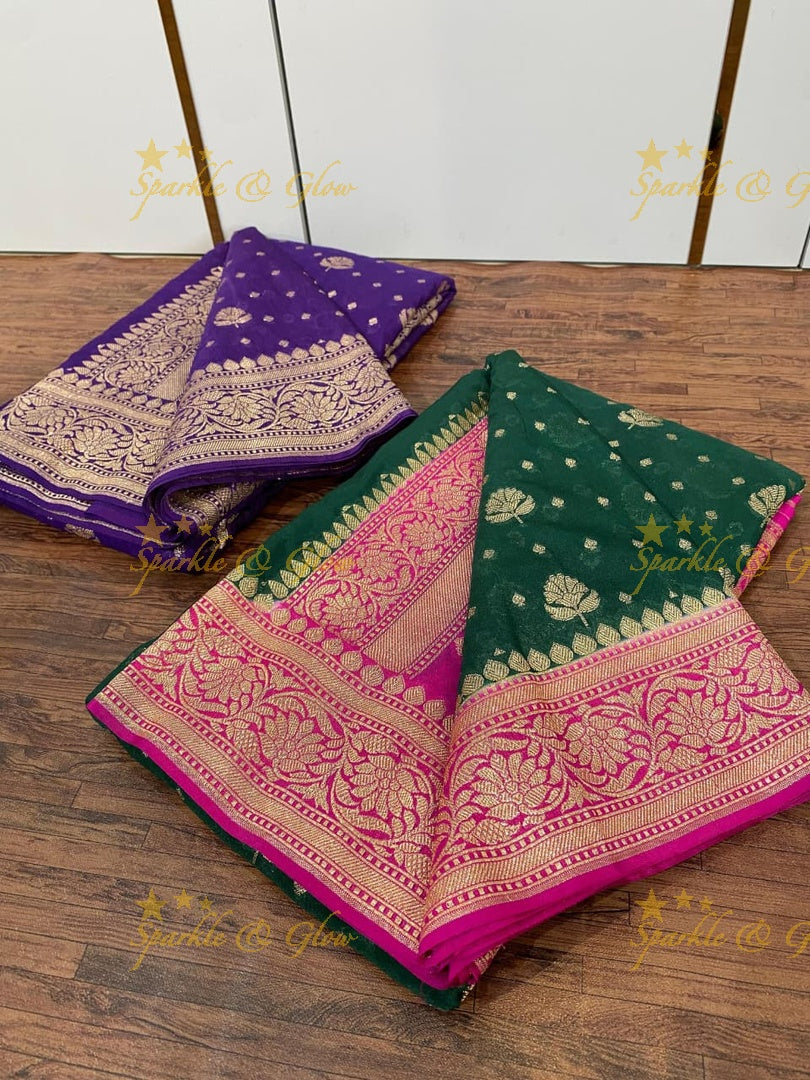 Elegant Banarasi Khaddi Katan Georgette Silk Saree
