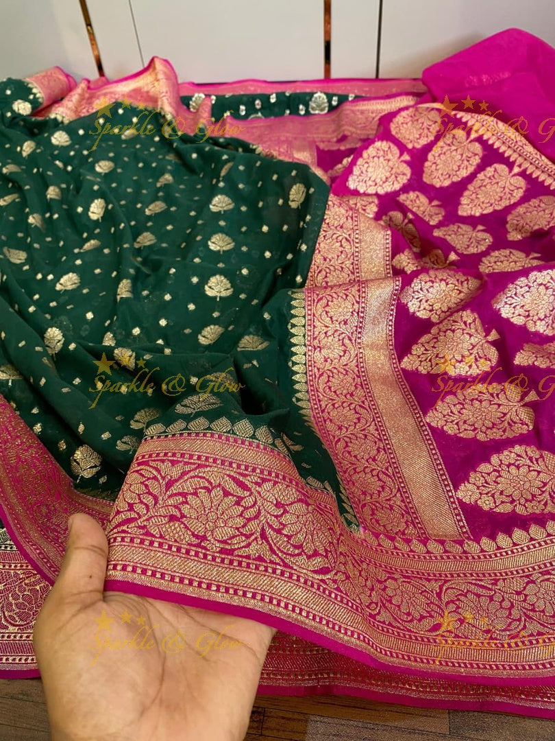 Elegant Banarasi Khaddi Katan Georgette Silk Saree