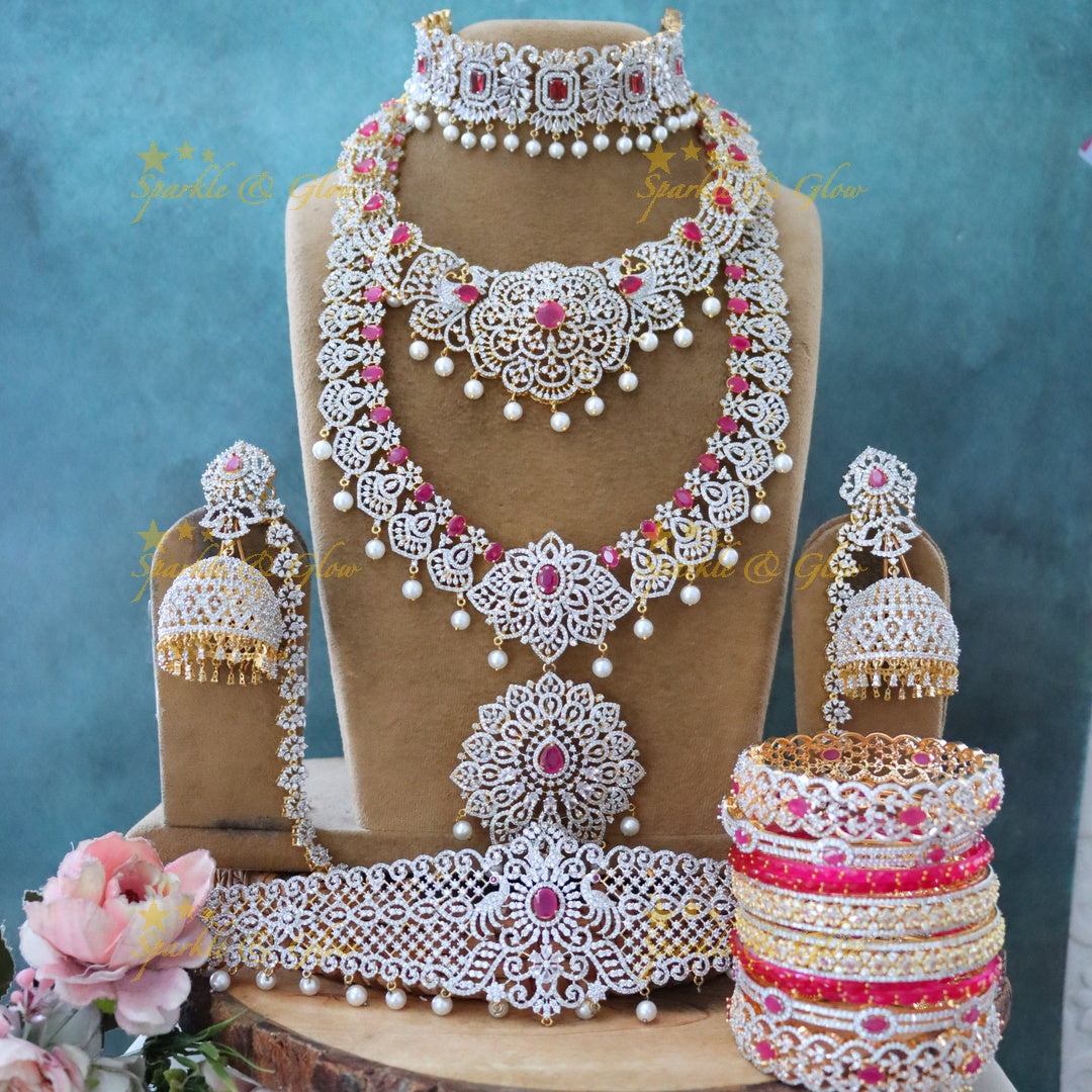 Radiant American Diamond Bridal Jewellery Set Online