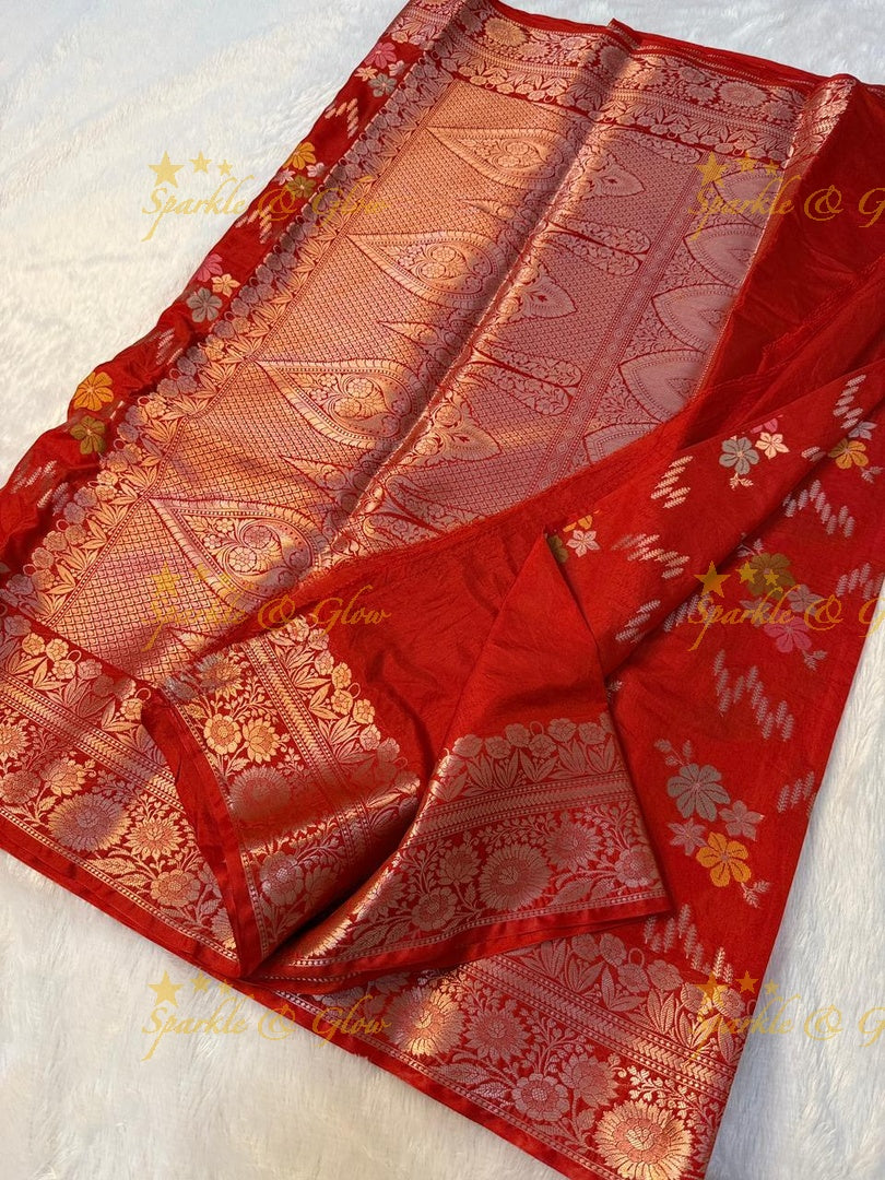 Luxurious Banarasi Silk Saree with Elegant Meena Work