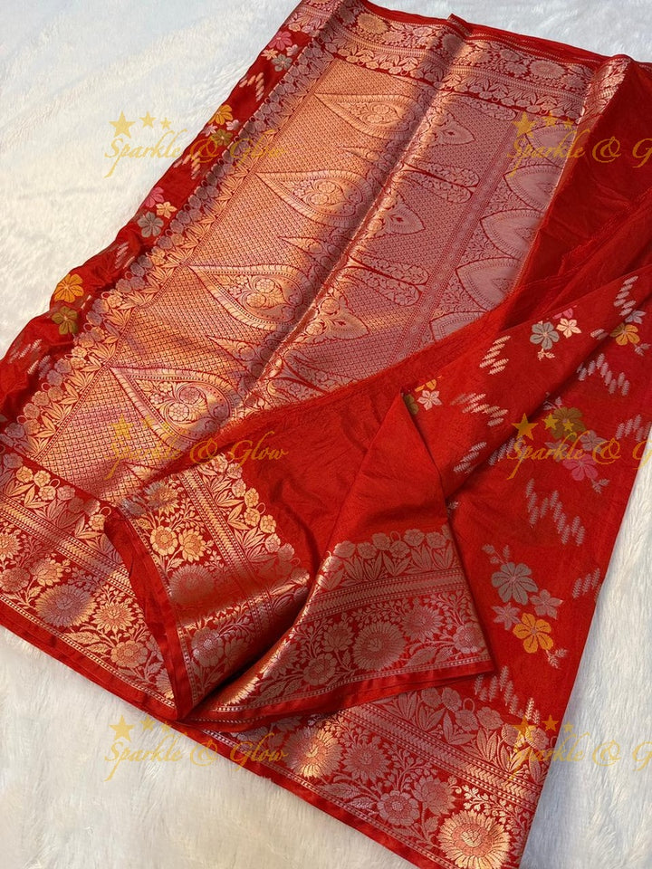 Luxurious Banarasi Silk Saree with Elegant Meena Work