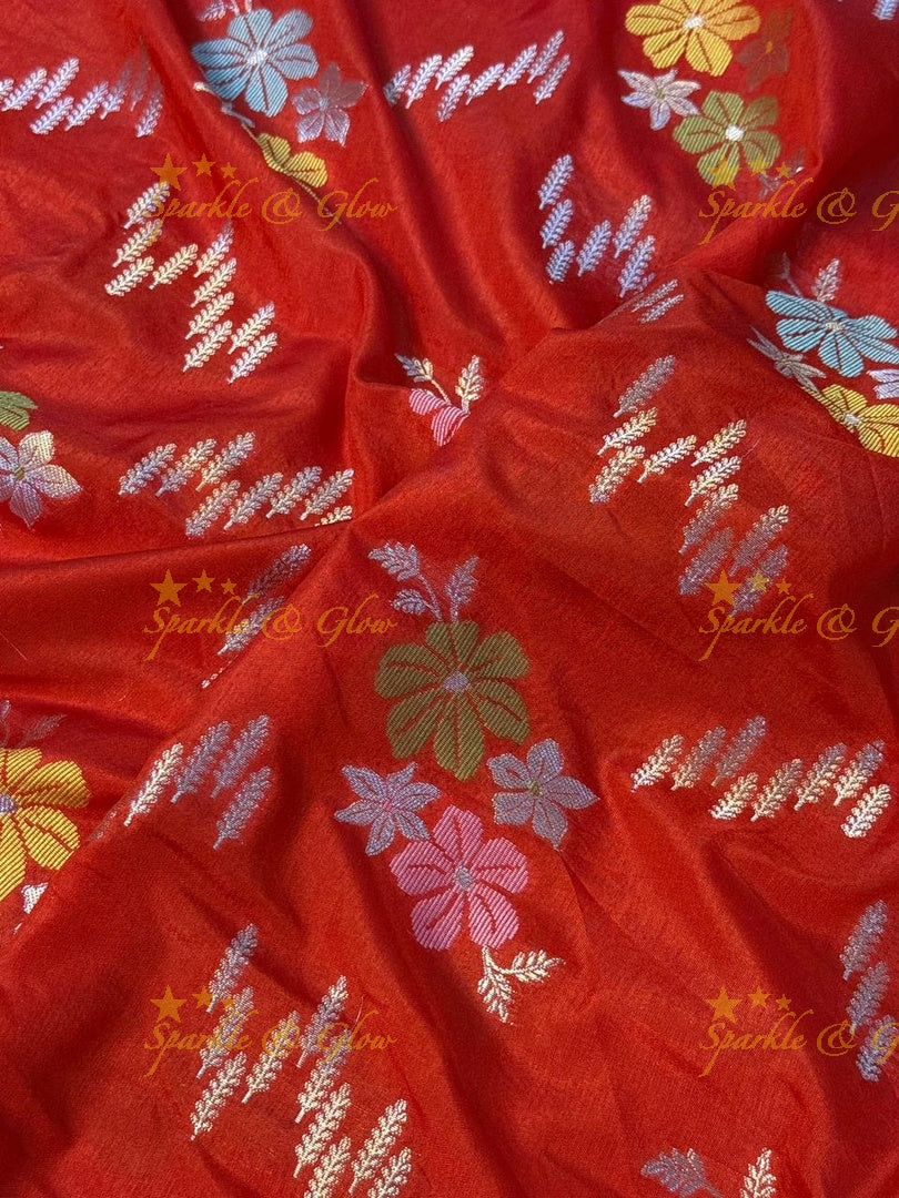 Luxurious Banarasi Silk Saree with Elegant Meena Work