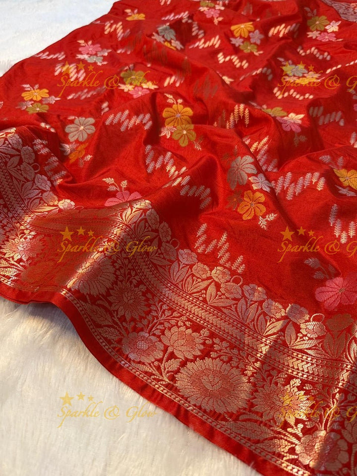 Luxurious Banarasi Silk Saree with Elegant Meena Work