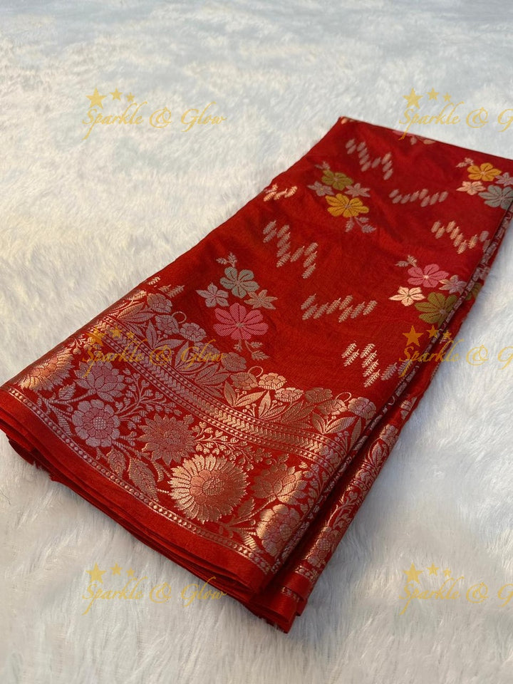 Luxurious Banarasi Silk Saree with Elegant Meena Work