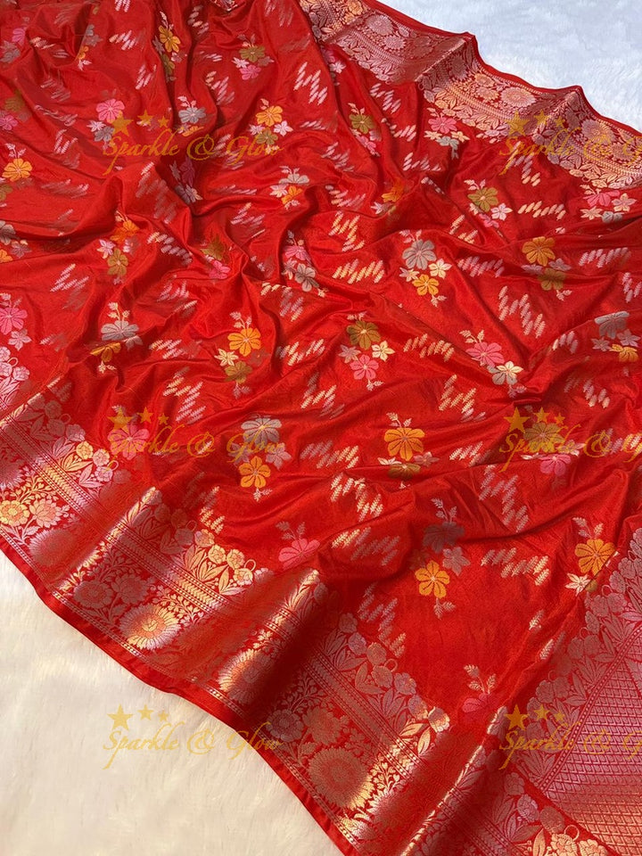 Luxurious Banarasi Silk Saree with Elegant Meena Work