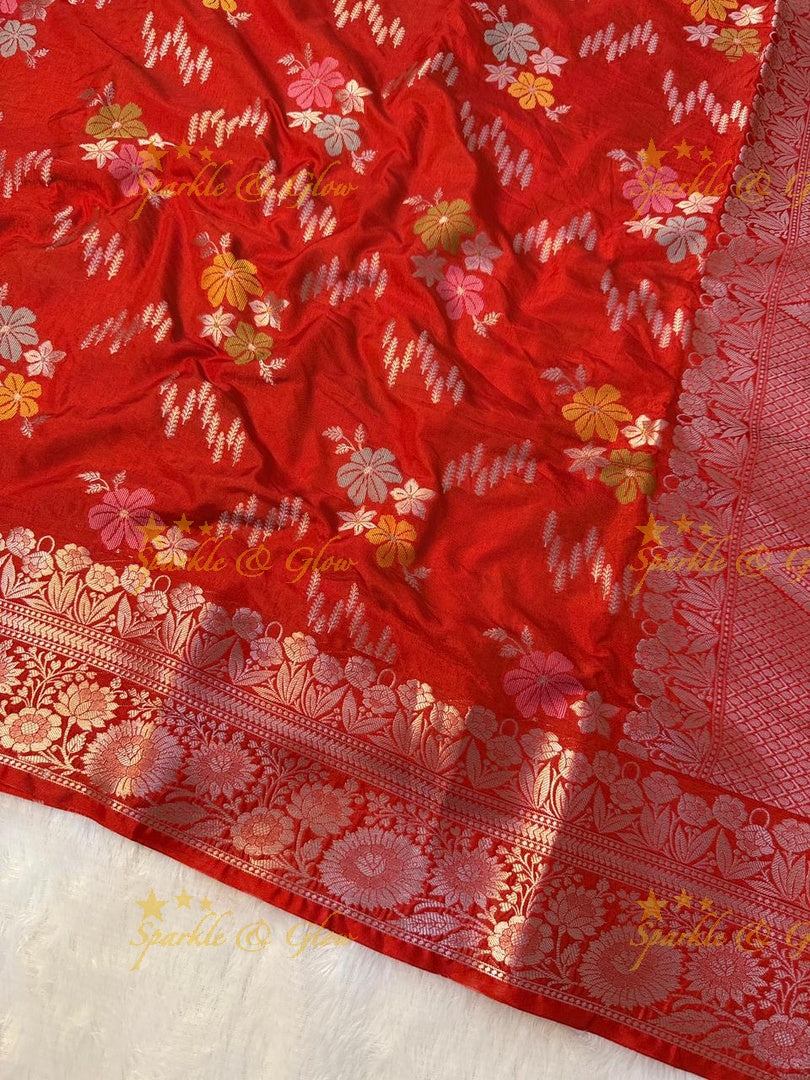 Luxurious Banarasi Silk Saree with Elegant Meena Work