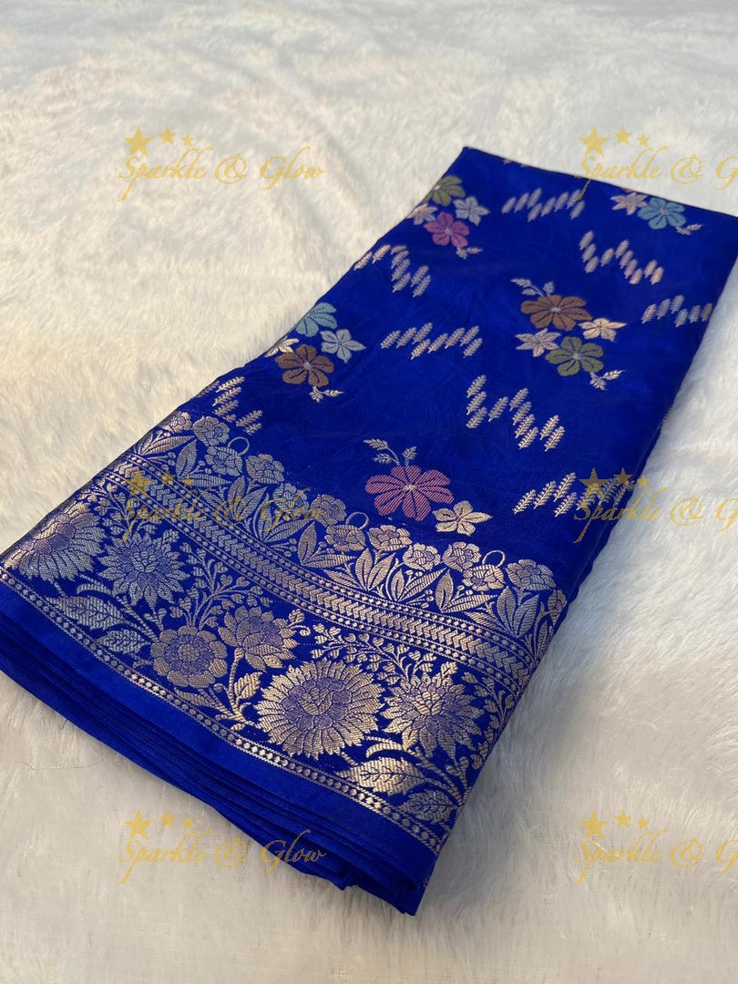 Luxurious Banarasi Silk Saree with Elegant Meena Work