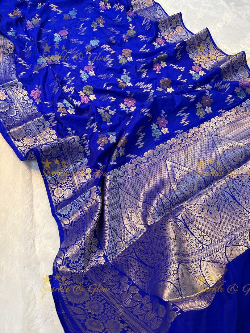 Luxurious Banarasi Silk Saree with Elegant Meena Work
