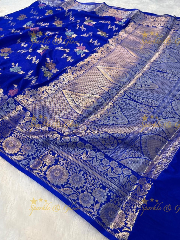 Luxurious Banarasi Silk Saree with Elegant Meena Work