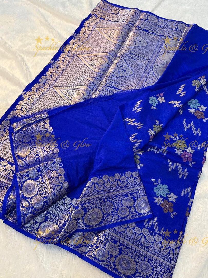 Luxurious Banarasi Silk Saree with Elegant Meena Work