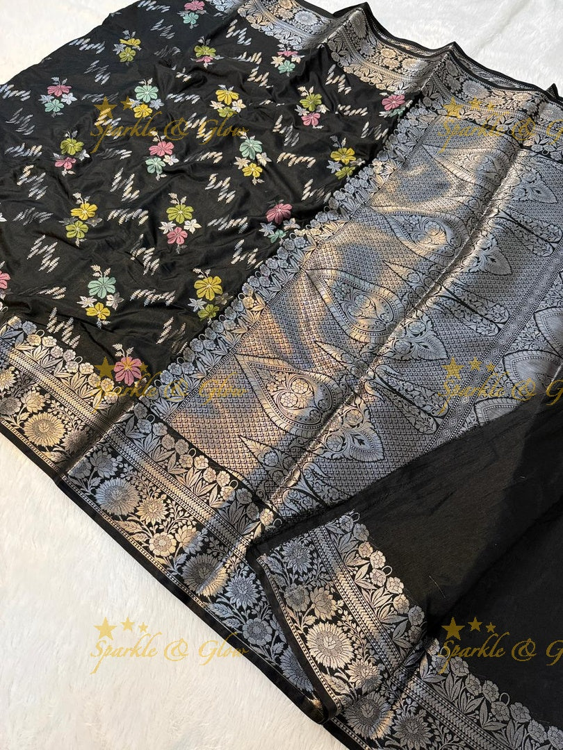 Luxurious Banarasi Silk Saree with Elegant Meena Work