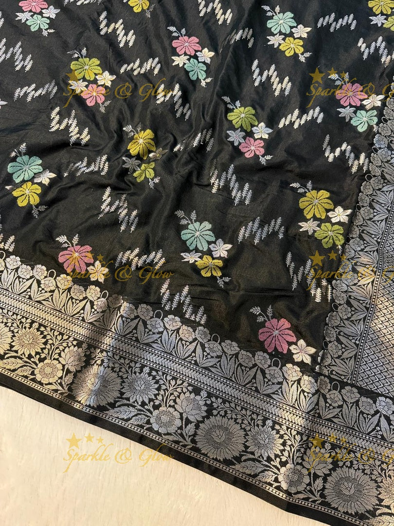 Luxurious Banarasi Silk Saree with Elegant Meena Work