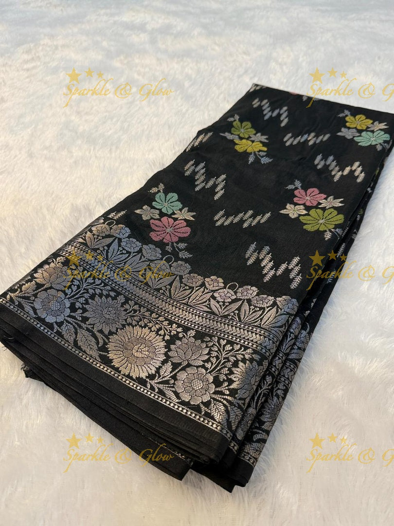 Luxurious Banarasi Silk Saree with Elegant Meena Work