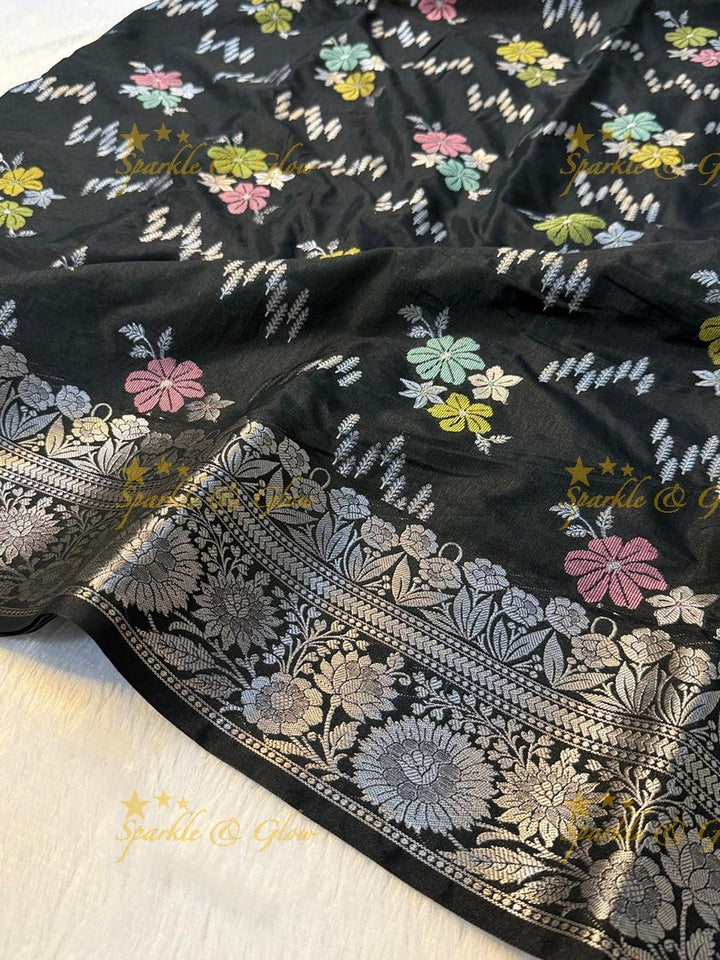 Luxurious Banarasi Silk Saree with Elegant Meena Work