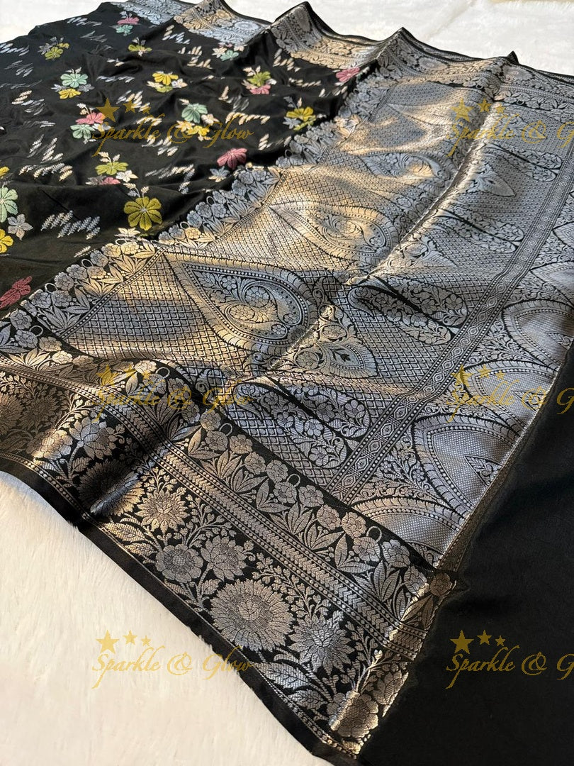Luxurious Banarasi Silk Saree with Elegant Meena Work