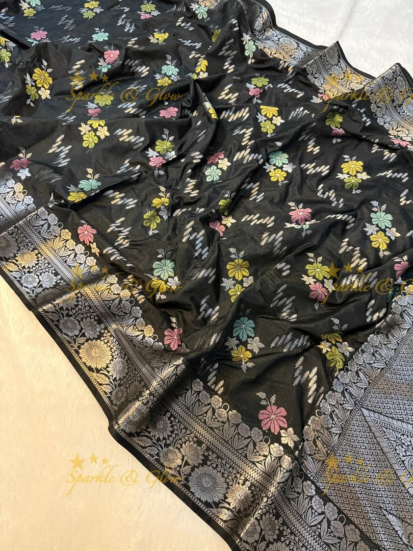 Luxurious Banarasi Silk Saree with Elegant Meena Work
