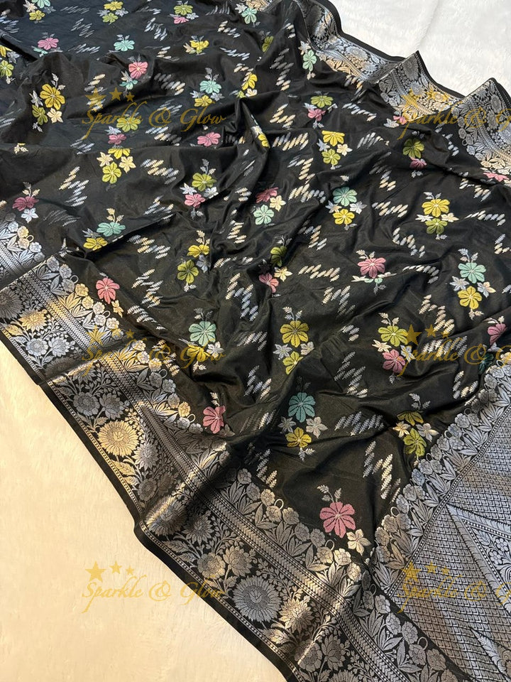 Luxurious Banarasi Silk Saree with Elegant Meena Work