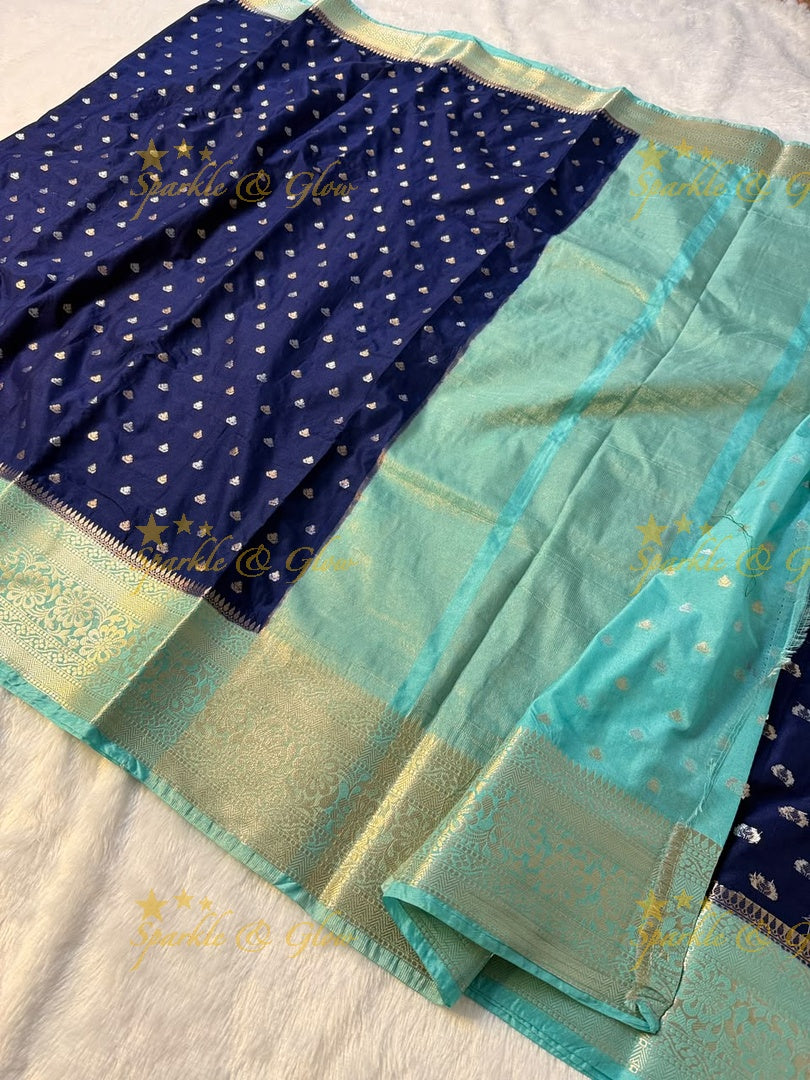 Exquisite Blue-Green Banarasi Saree for Wedding Elegance