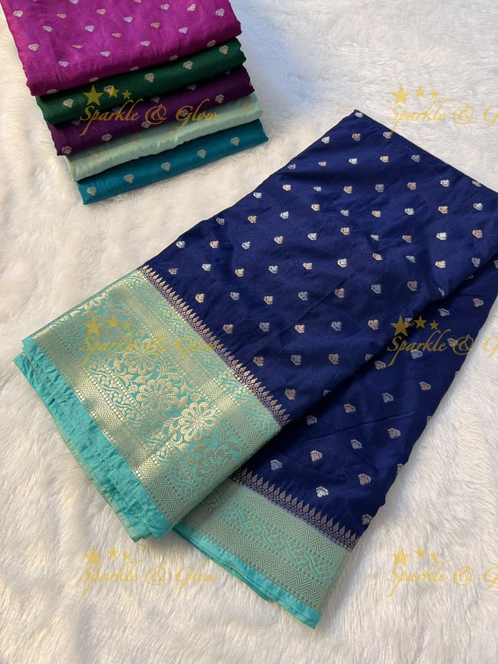 Exquisite Blue-Green Banarasi Saree for Wedding Elegance