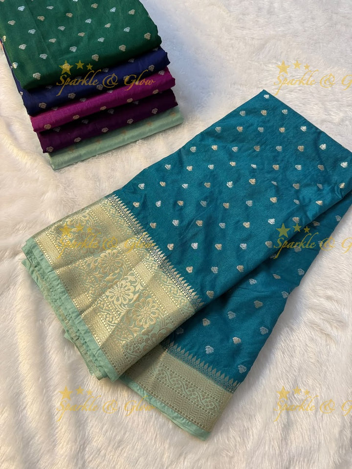Exquisite Blue-Green Banarasi Saree for Wedding Elegance