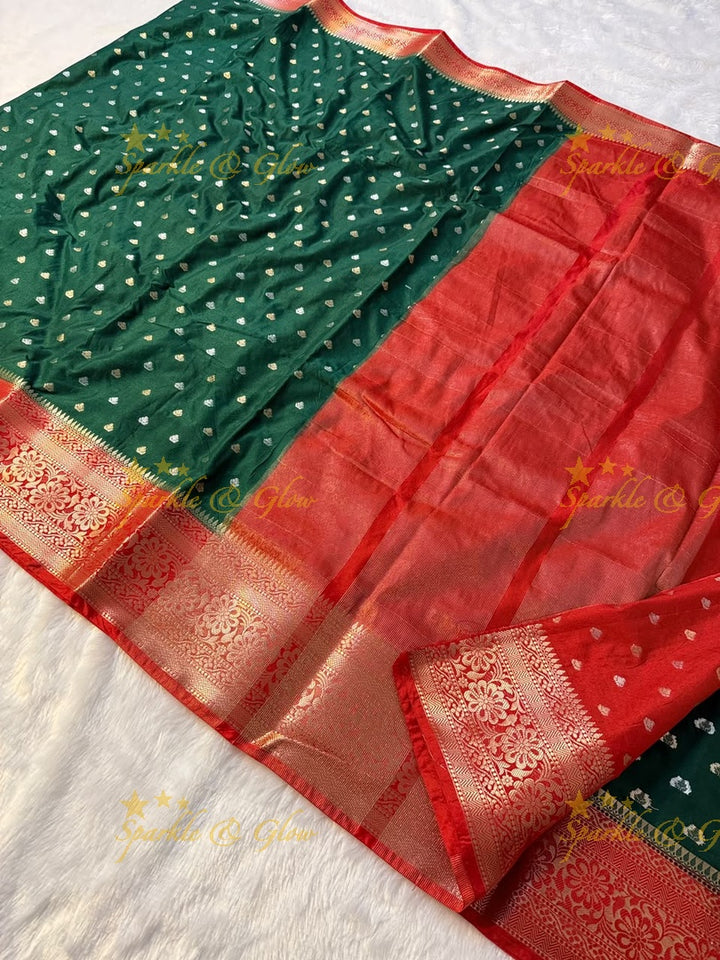 Exquisite Blue-Green Banarasi Saree for Wedding Elegance